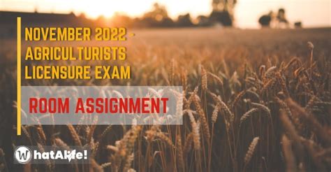 Room Assignment — November 2022 Agriculturist Licensure Exam.